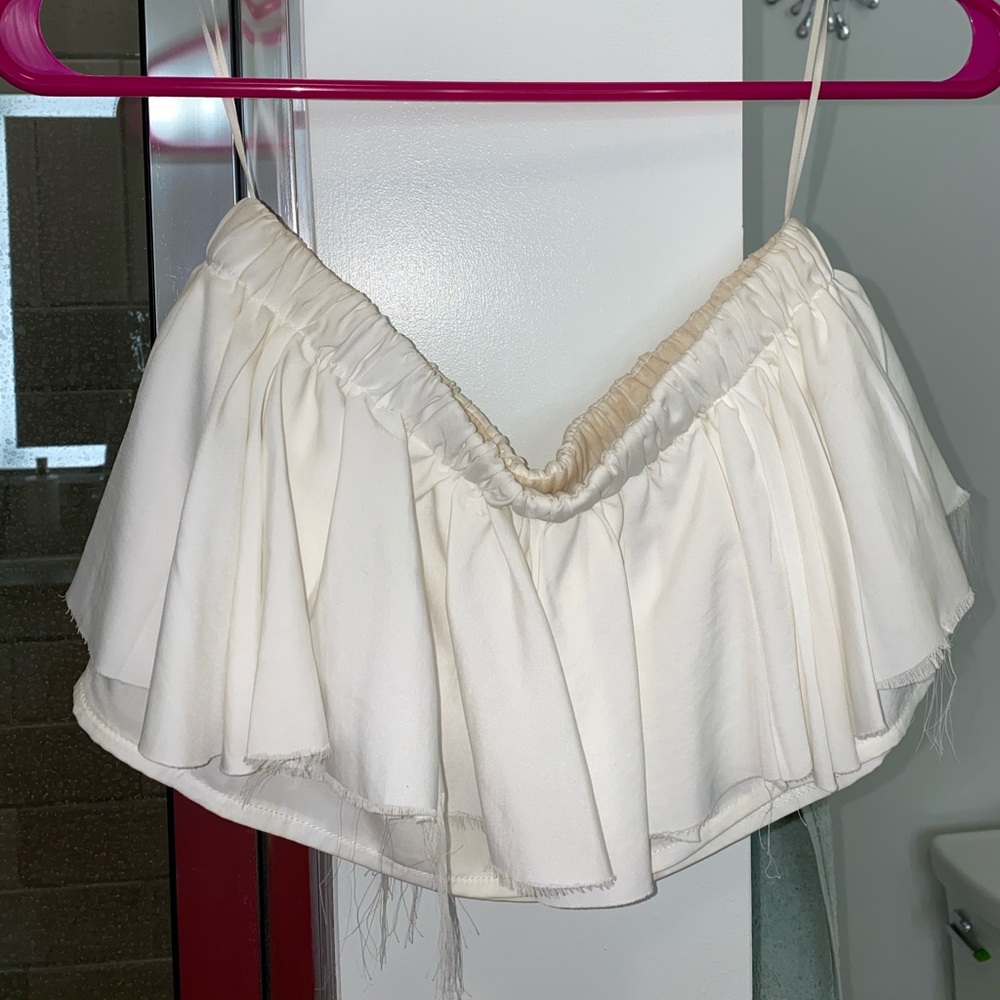 Henri Girl White Strapless Crop Top